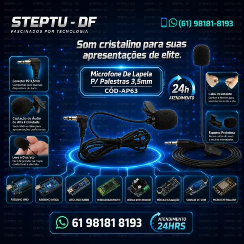 Microfone De Lapela P/ Palestras 3,5mm  Arduino Automação Robotica COD-AP63 