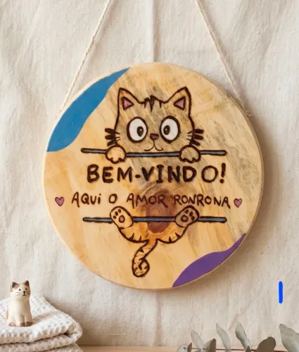 Placa aqui o amor ronrona gatinho