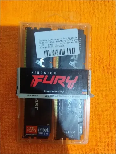 MEMÓRIA RAM KINGSTON FURYBEAST EXP. 32GB 6000MT/s DDR5 CL30 PRETO