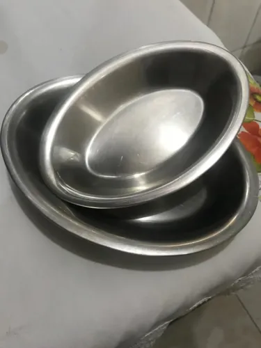Travessas Saladeiras de Inox Ovais - Jogo de 02 peças
