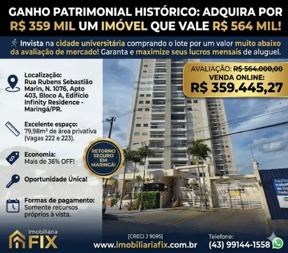 ? PATRIMÔNIO PARA LOCAÇÃO EM MARINGÁ: CUSTO DE AQUISIÇÃO REDUZIDO E ALTO RETORNO!