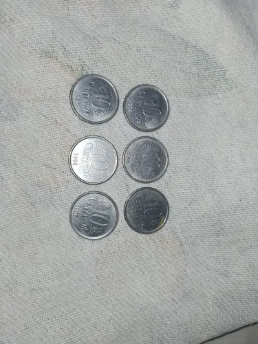Kit 6 Moedas Antigas de 10 Centavos - 1994, 1995 e 1997