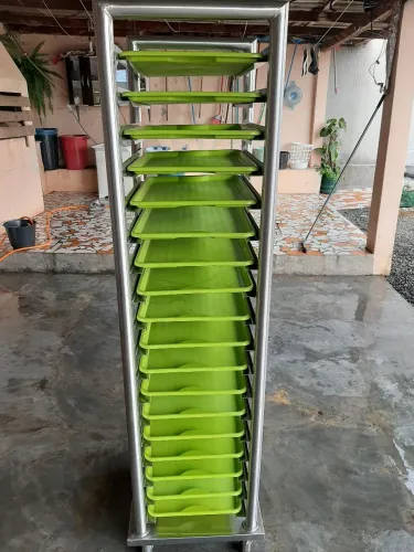 Vendo carinho de suporte para bandejas com 70 bandejas.