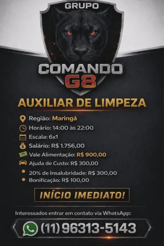 Vaga auxiliar de limpeza