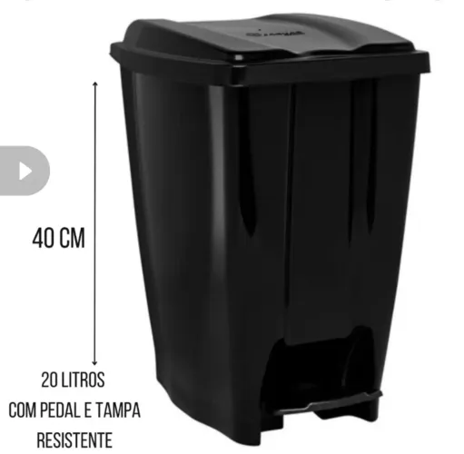 Kit 2 lixeiras 20 litros em Plastico Reforçado Multiuso Cozinha Banheiro ECO Nature