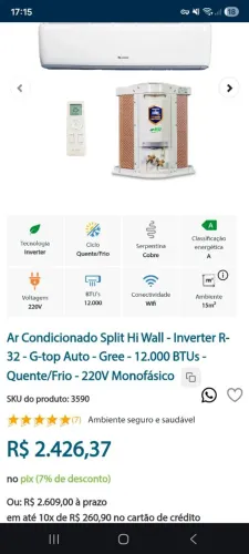 Ar condicionado 12 mil , entrega com apenas 7 dias , nota fiscal e garantia