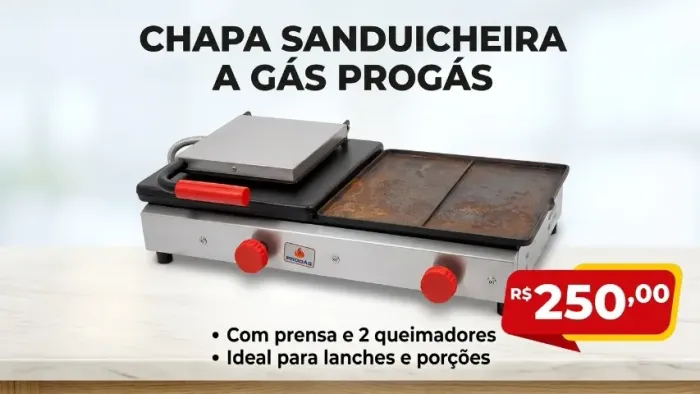 Chapa sanduicheira a gás