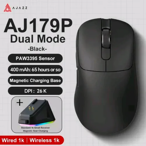 Mouse gamer sem fio AJAZZ AJ179P Preto