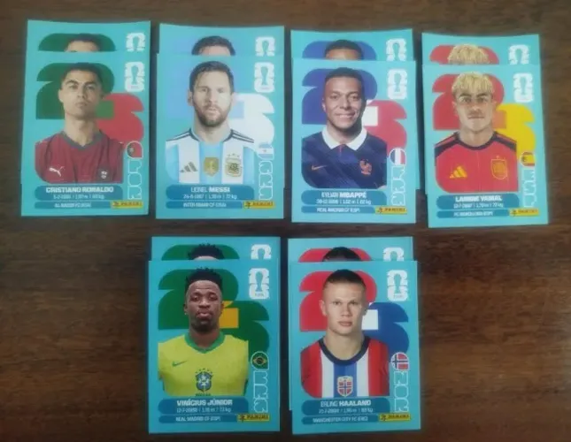 Figurinhas avulsas Panini Copa 2026 Craques:CR7, Messi, Mbappe, Yamal, Vini Jr, Haaland x2