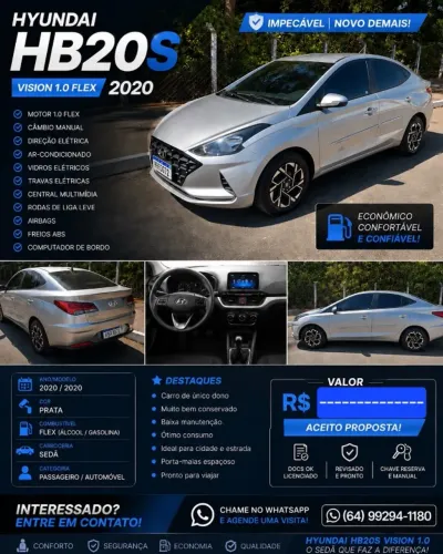 Hyundai HB20S Vision 1.0 Flex 12V MEC 2020