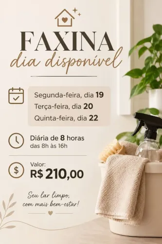 Dias de Faxina disponível 