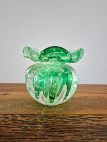 Vaso de Murano Trouxinha Verde Cristais Labone
