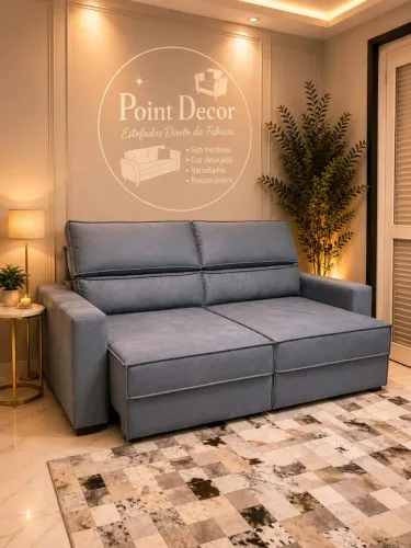 Sofá Itália Design Moderno Reclinável e Retrátil