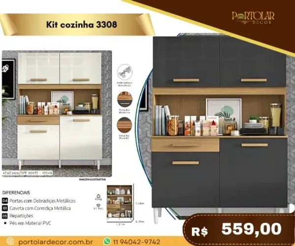 Kit cozinha 3308, a pronta entrega