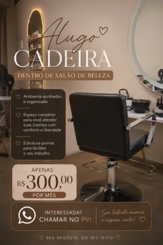Alugo cadeira dentro de salão em messejana