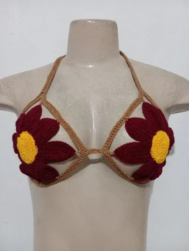 Top de flor de Crochê