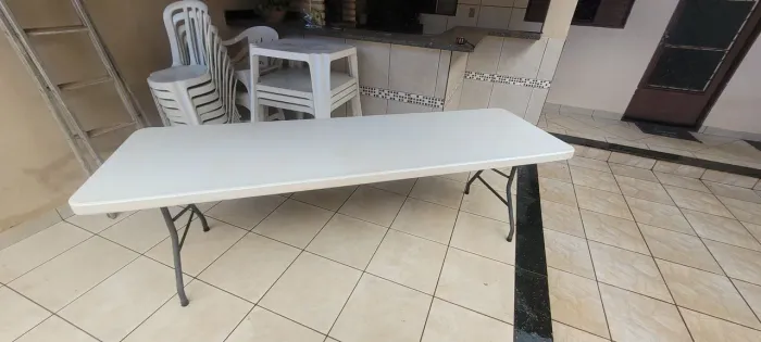 Mesa Dobrável Branca 2,4m x 0,75m