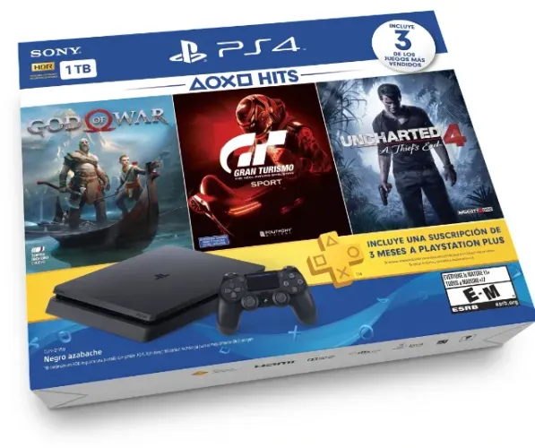 PlayStation 4 Slim 1TB na Caixa + Jogo Uncharted 4 + 2 Controles