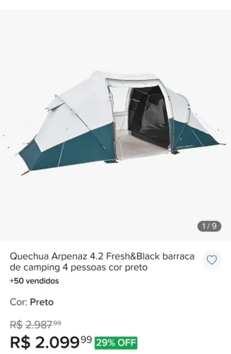 Vendo barraca de camping quechua 4.2 arpenaz 4 pessoas 2 quartos