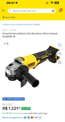 DeWALT esmerilhadeira 20v 115 mm