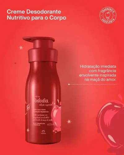 Maçã Caramelada e Baunilha Creme Corporal Hidratante Natura Tododia 400ml 