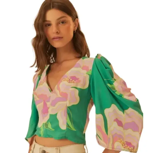 Cropped estampado farm.