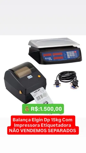Balança Elgin DP 15kg + Impressora Etiquetadora Elgin L42 DT - Conjunto 