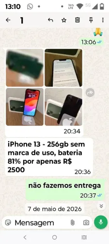 iPhone 13 ,256gb bateria 81% sem marca de uso por apenas 2.500 não fazemos entrega  