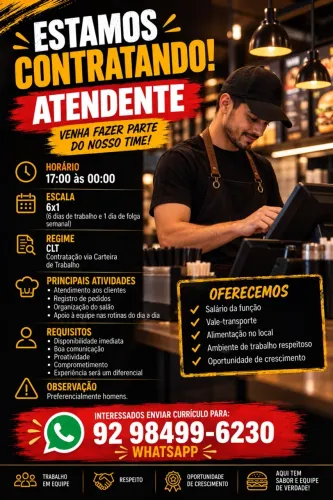 Vaga para atendente