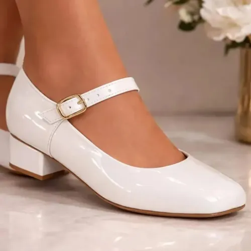 Sapatilhas mary jane preto branco