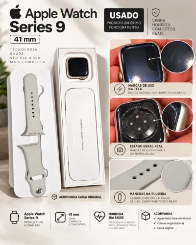 ? Apple Watch Series 9 - 41mm | Original Apple | Com Caixa | Usado
