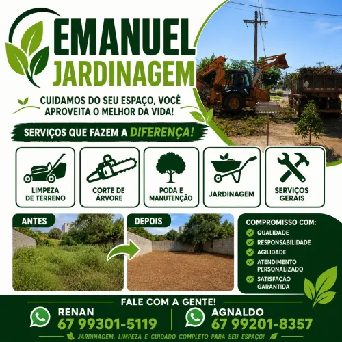 Prestação de serviços corte de árvore, limpeza de terreno, jardinagem Emanuel