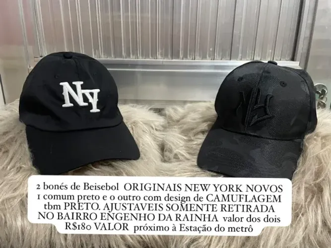 2 Bonés ORIGINAIS NEW YORK ambos por R$147 ou 87 cada VENDA SOMENTE C/ RETIRADA