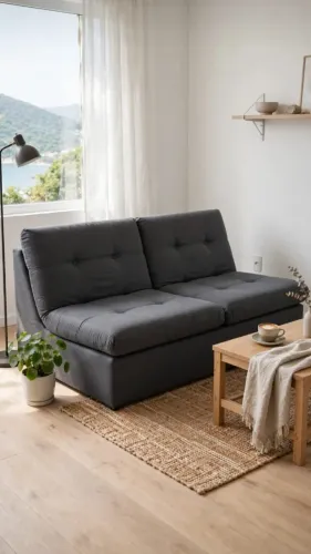 Sofá Tok Stok Tok&Stok Módulo 2 Lugares 1,48m Cinza Futon