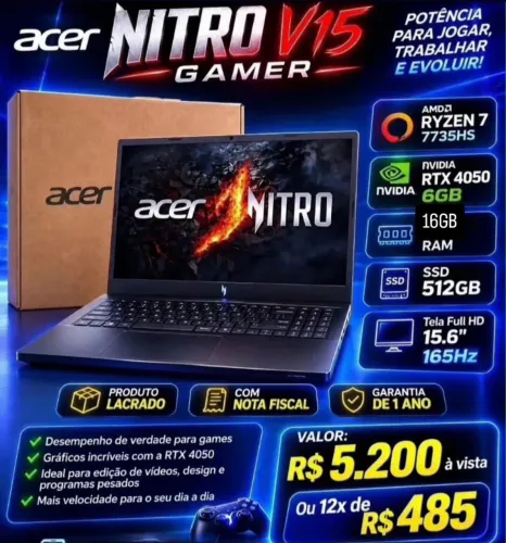 Notebook gamer Acer nitro 15