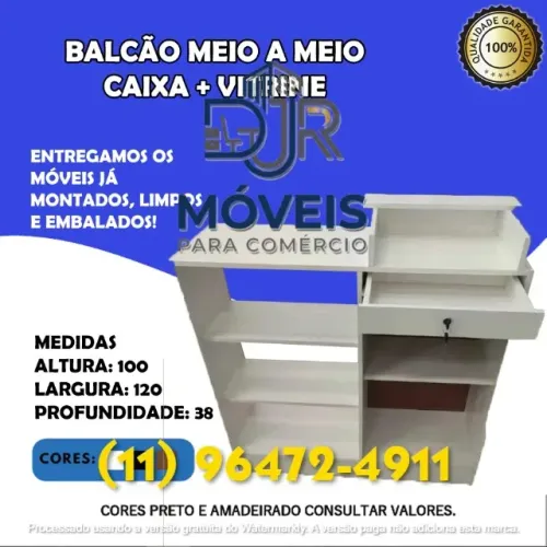 BALCÃO MEIO A MEIO - VITRINE + CAIXA C/ GAVETA - NOVO - ENTREGA RÁPIDA