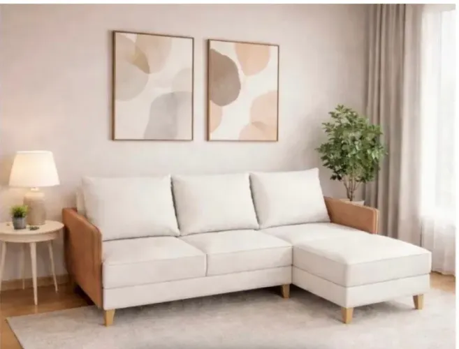 Sofá Bahamas com Chaise bege