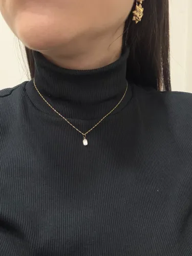 Colar singapura em ouro 18k com ponto de luz