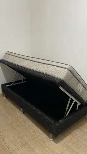 Cama de Solteiro Ortobom com Baú + Colchão Nanolastic