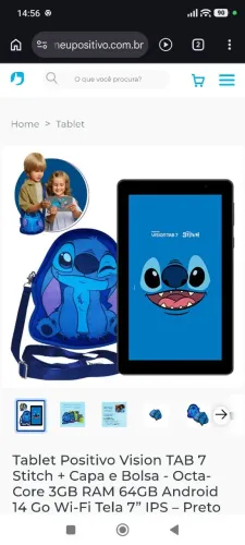 Tablet Positivo Vision TAB 7 Stitch 64GB + Capa e Bolsa - Novo