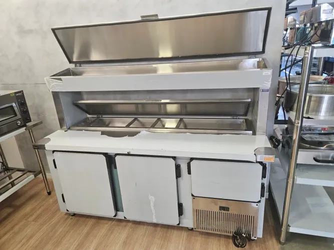 balcão refrigerado 1,90m com condimentador duplo inox - novo