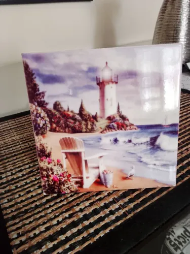 Azulejo Decorativo Praia com Farol - Lindo e Delicado!
