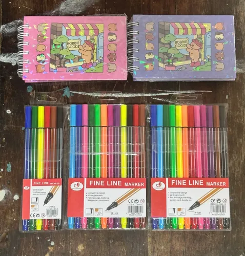 Canetas e livrinhos para colorir vendo junto ou separado