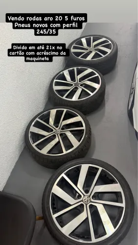 Roda aro 20 5 furos com pneus novos 245/35