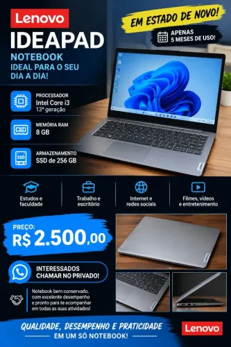 Notebook Lenovo 256 Gb
