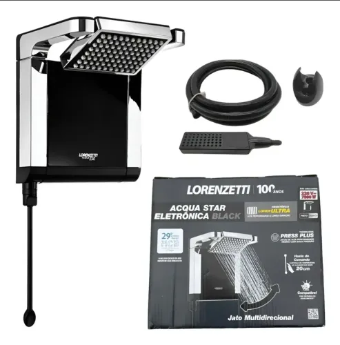 Chuveiro Ducha Elétrico Acqua Star Ultra Lorenzetti - 220v Preto/cromado 220v 7.8 Kw