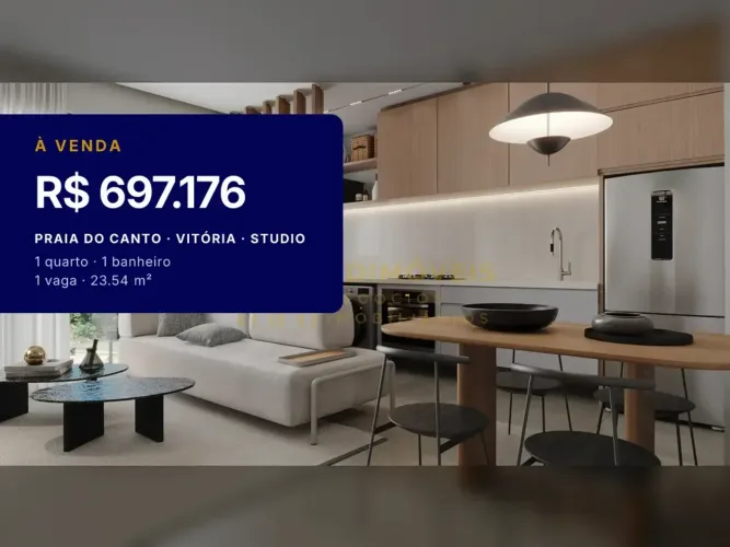 Studio na Praia do Canto | Pronto para morar e investir