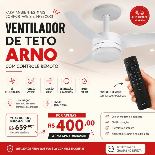 Ventilador de teto com controle remoto