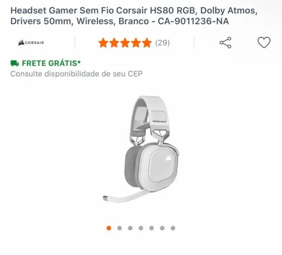 Headset Corsair hs80 sem fio