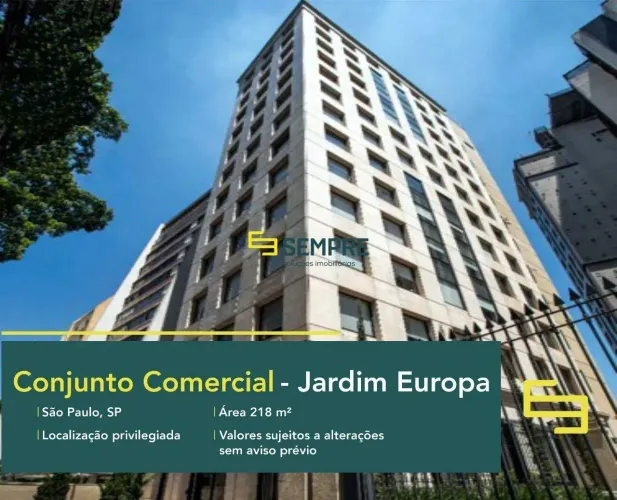 Laje corporativa para locação no Jardim Europa com vagas